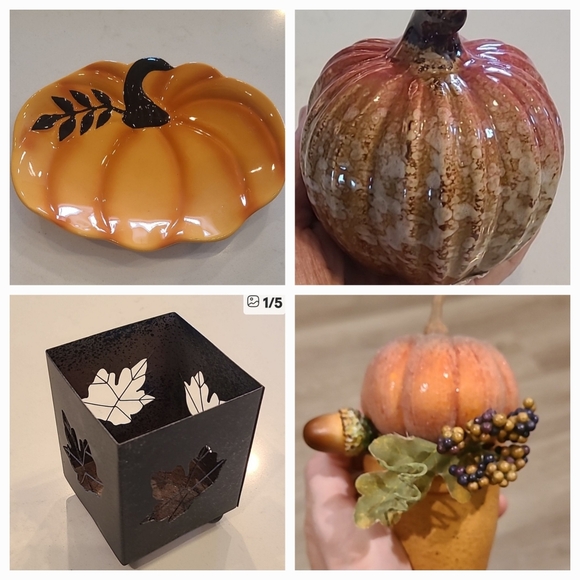 Pier 1 Other - Pier 1 Pumpkin and Leaf Decor Set - Orange and Black